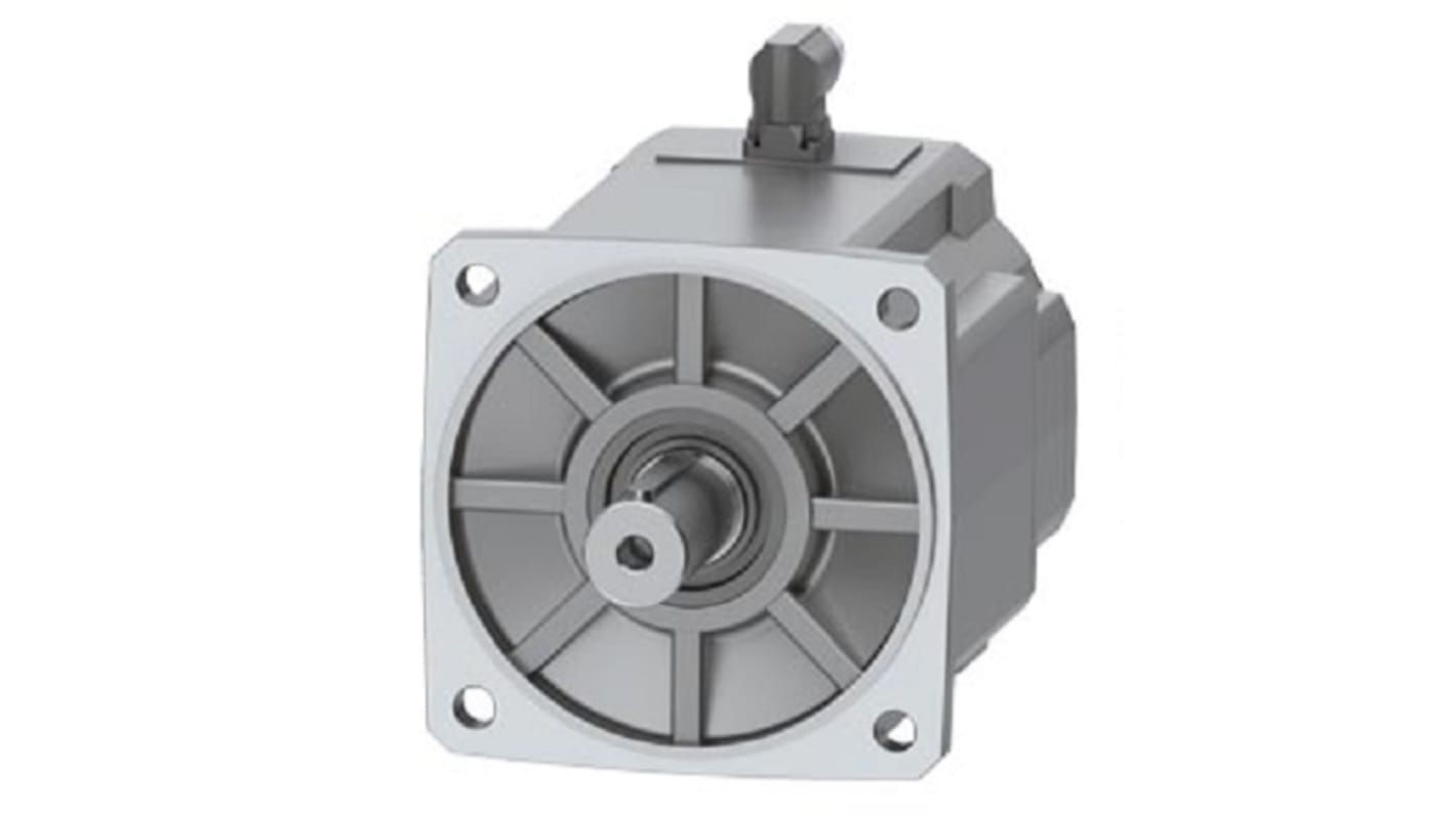 Servomotore Siemens 1FK2210-3AC01-1SA0, sincrono a magnete permanente, 5,5 kW, 90 Nm, 2000 giri/min, diametro asta 38 mm.