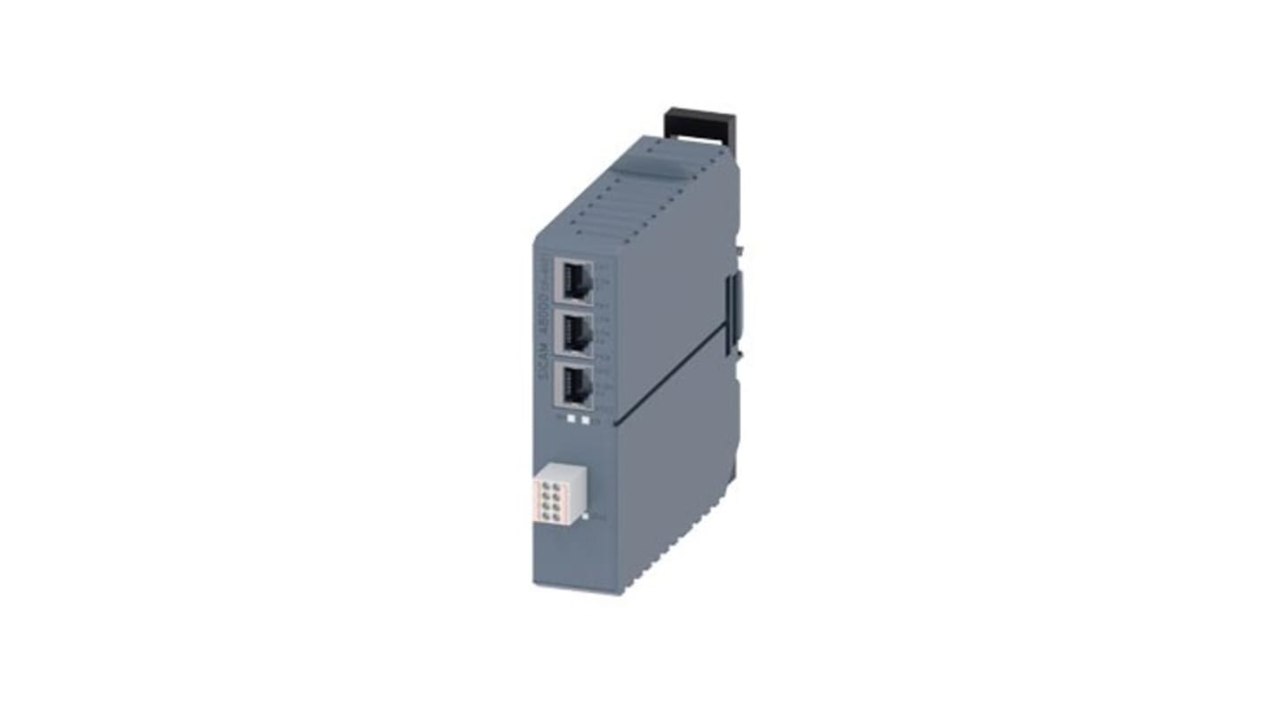 Modulo master Siemens 6MF2802-1AA00 per CPU PLC serie CP, con porte Ethernet e supporto slave RTU Modbus. Montaggio su guida standard.