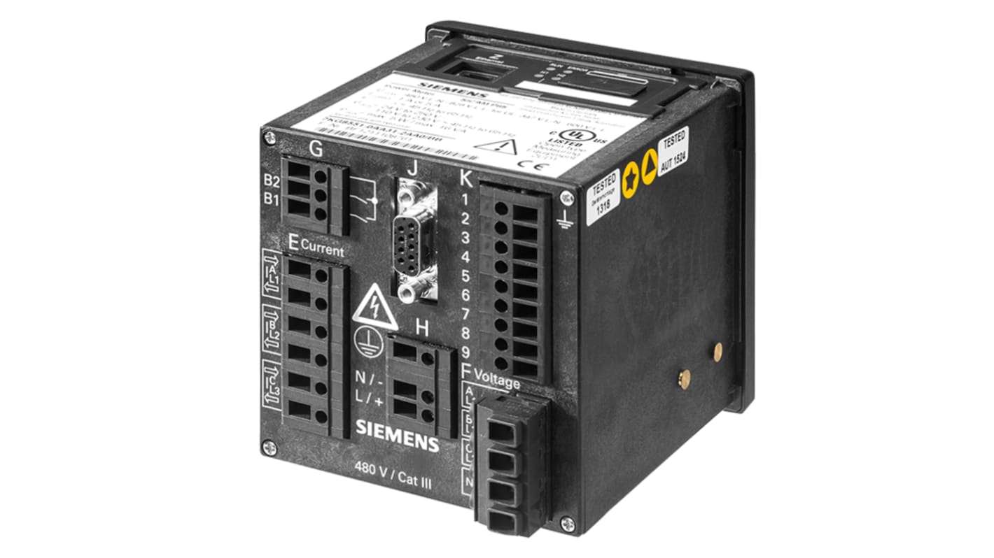 Contatore di energia Siemens 7KG8500-0AA00-0AA0, SICAM P, montaggio a parete, misurazione potenza attiva e reattiva, IP20.