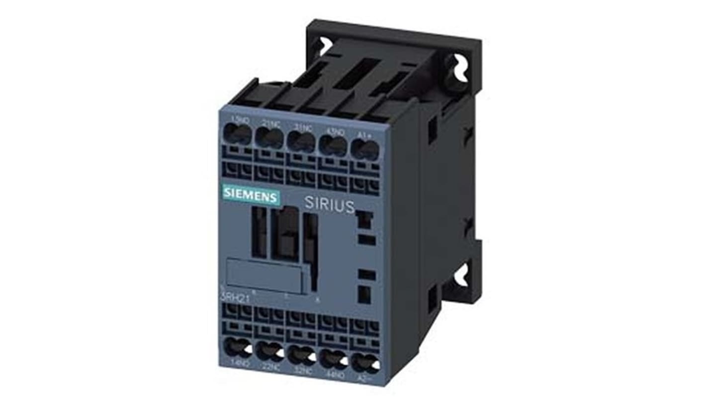 Relè contattore Siemens 3RH2122-2LB40-1AA0, 4 poli, 2 NO + 2NC, 10 A, bobina 24 V c.c., montaggio su guida DIN.