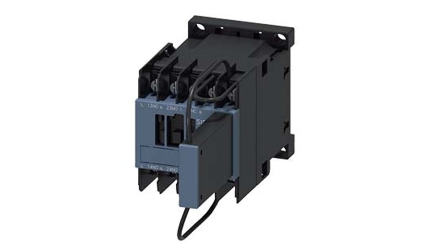 Relè contattore Siemens 3RH2122-4KB40-0LA0, 4 poli, 10 A, bobina 24 V c.c., montaggio su guida DIN 35 mm.