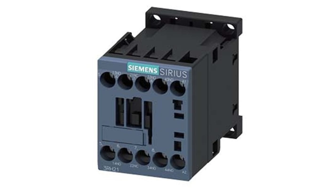 Relè contattore Siemens 3RH2131-1AQ00, 4 poli, 10 A, montaggio su guida DIN, protezione IP20, tensione 380 V c.a.