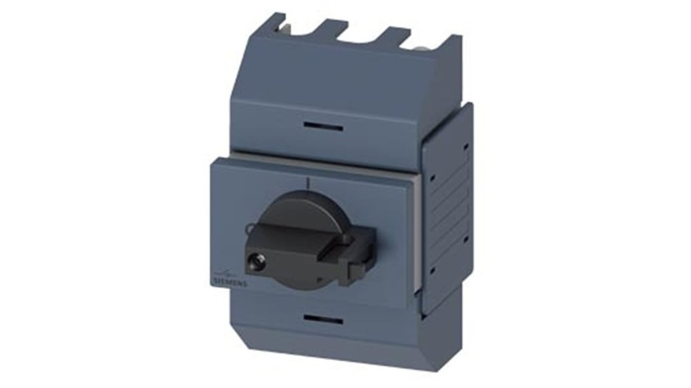 Sezionatore interruttore Siemens 3 poli, montaggio su guida DIN, corrente massima 16A, grado di protezione IP10.