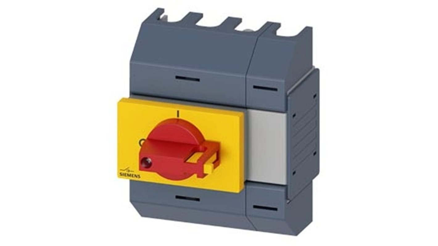 Sezionatore interruttore Siemens 3KD0243-2KG20-3, 4 poli, 32A, montaggio su guida DIN, protezione IP10, potenza 11kW.