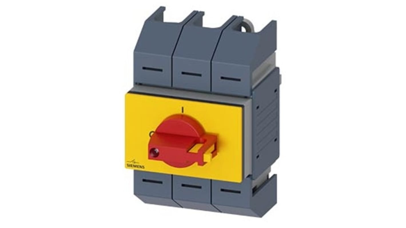 Sezionatore interruttore Siemens 3KD0333-2LG20-3, 3 poli, montaggio su guida DIN, corrente massima 63A, protezione IP10.