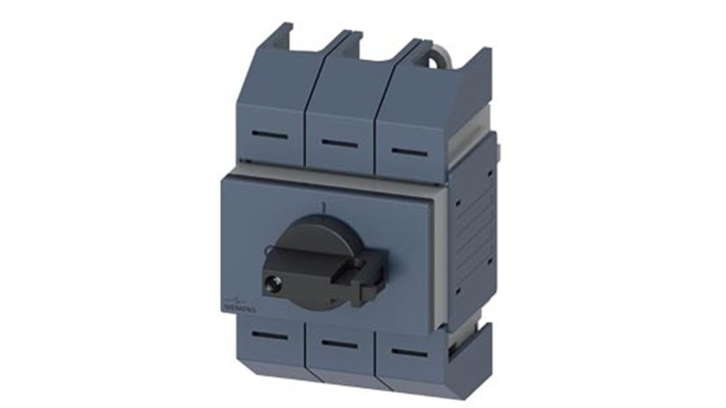 Sezionatore interruttore Siemens 3 poli, montaggio su guida DIN, corrente massima 125A, protezione IP10.