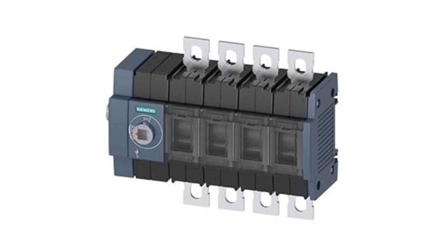 Sezionatore interruttore Siemens 3KD2844-0NE10-0, 4 poli, montaggio su guida DIN, corrente massima 80A, protezione IP20.