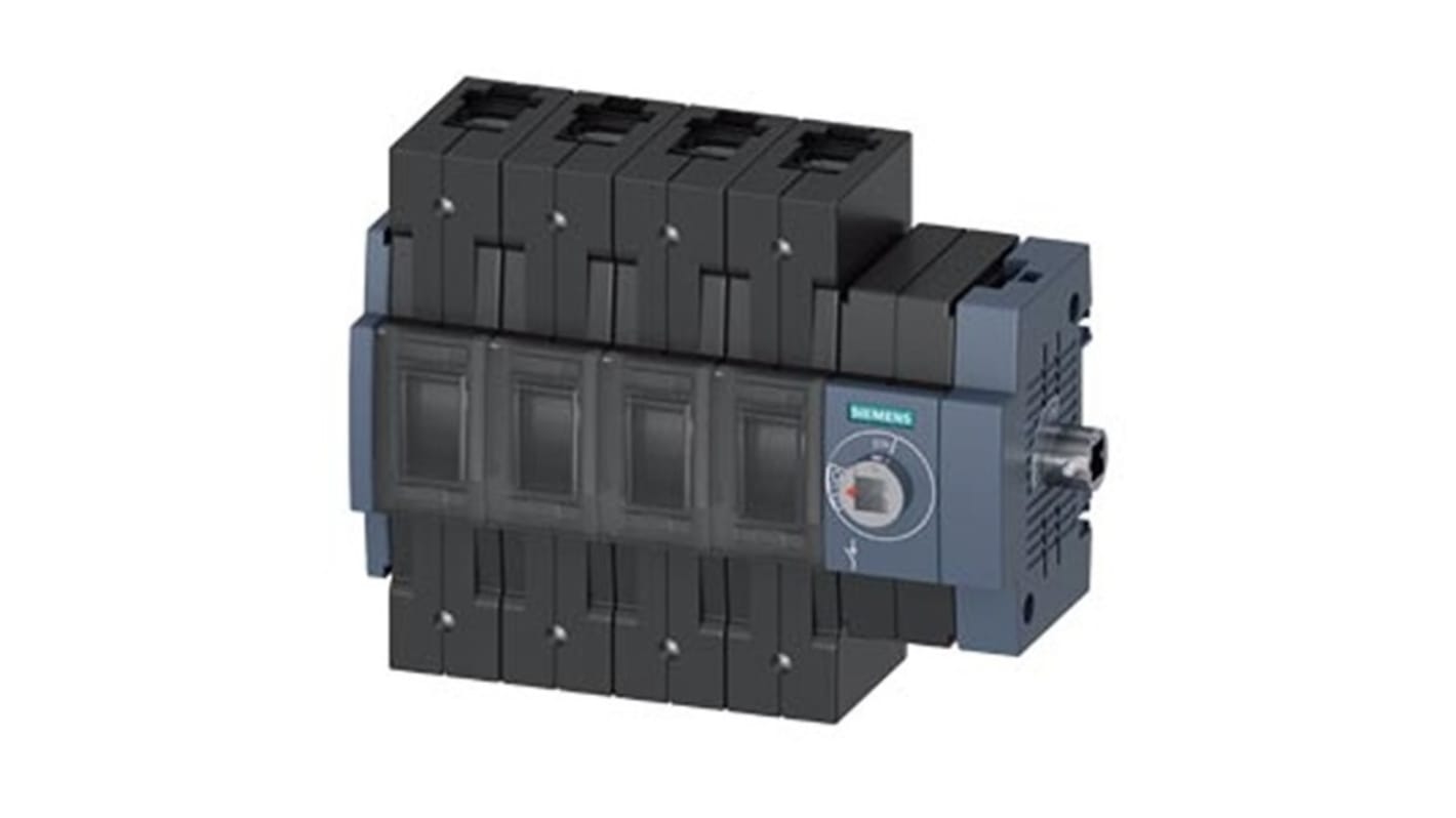 Sezionatore interruttore Siemens 3KD2844-2NE40-0, 4 poli, montaggio su guida DIN, corrente massima 80A, grado di protezione IP20.