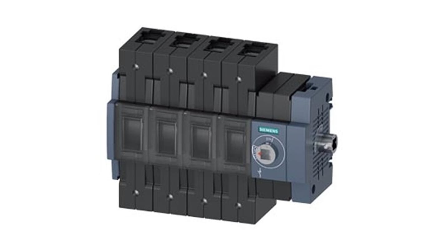 Sezionatore interruttore Siemens 3KD3044-2NE40-0, 4 poli, montaggio su guida DIN, corrente massima 100A, grado di protezione IP20.