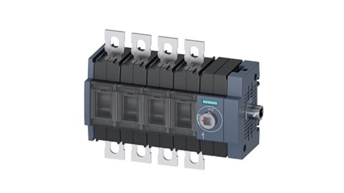 Sezionatore Siemens 3KD3844-0NE40-0, 4 poli, montaggio su guida DIN, corrente massima 250A, protezione IP20.