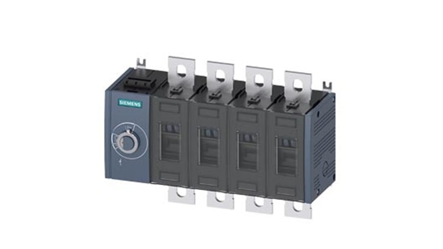 Sezionatore interruttore Siemens 4 poli, corrente massima 315A, tipo fisso, protezione IP20, azionamento laterale sinistro.