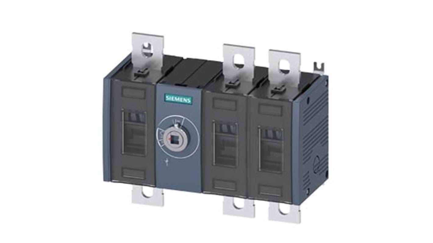 Sezionatore interruttore fisso Siemens 3KD4430-0PE20-0, 3 poli, 500A, protezione IP20, unità completa senza maniglia.