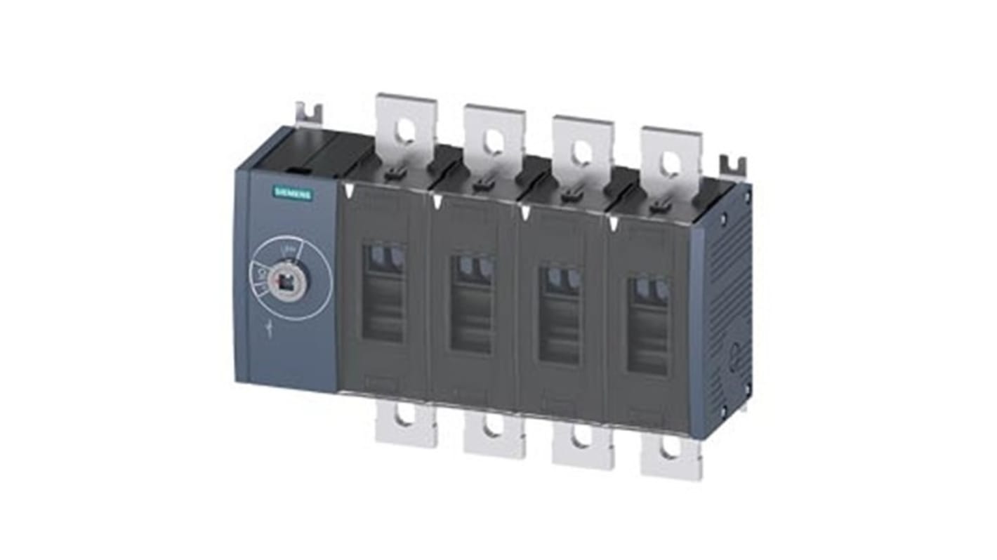 Sezionatore interruttore Siemens 4 poli, tipo fisso, corrente massima 1000A, protezione IP20, approvato EAC e CE.