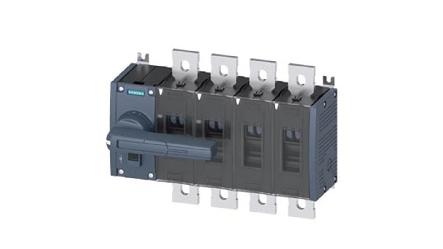 Sezionatore Siemens 3KD5042-0QE10-0, interruttore 4 poli, corrente 1000A, tipo fisso, protezione IP20, azionamento frontale.