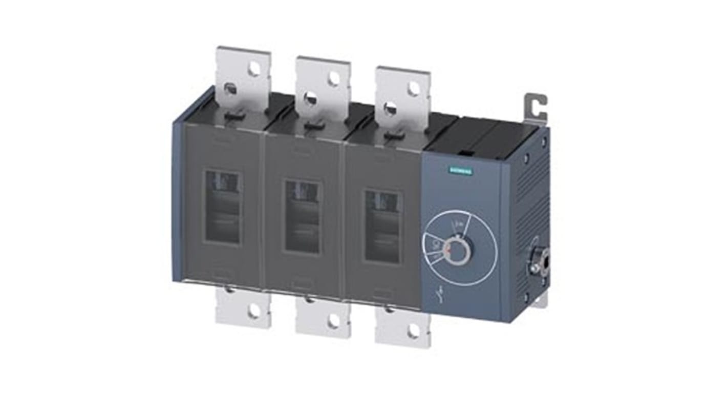 Sezionatore fisso Siemens 3KD5234-0RE40-0, 3 poli, corrente 1250A, protezione IP20, azionamento laterale destro.