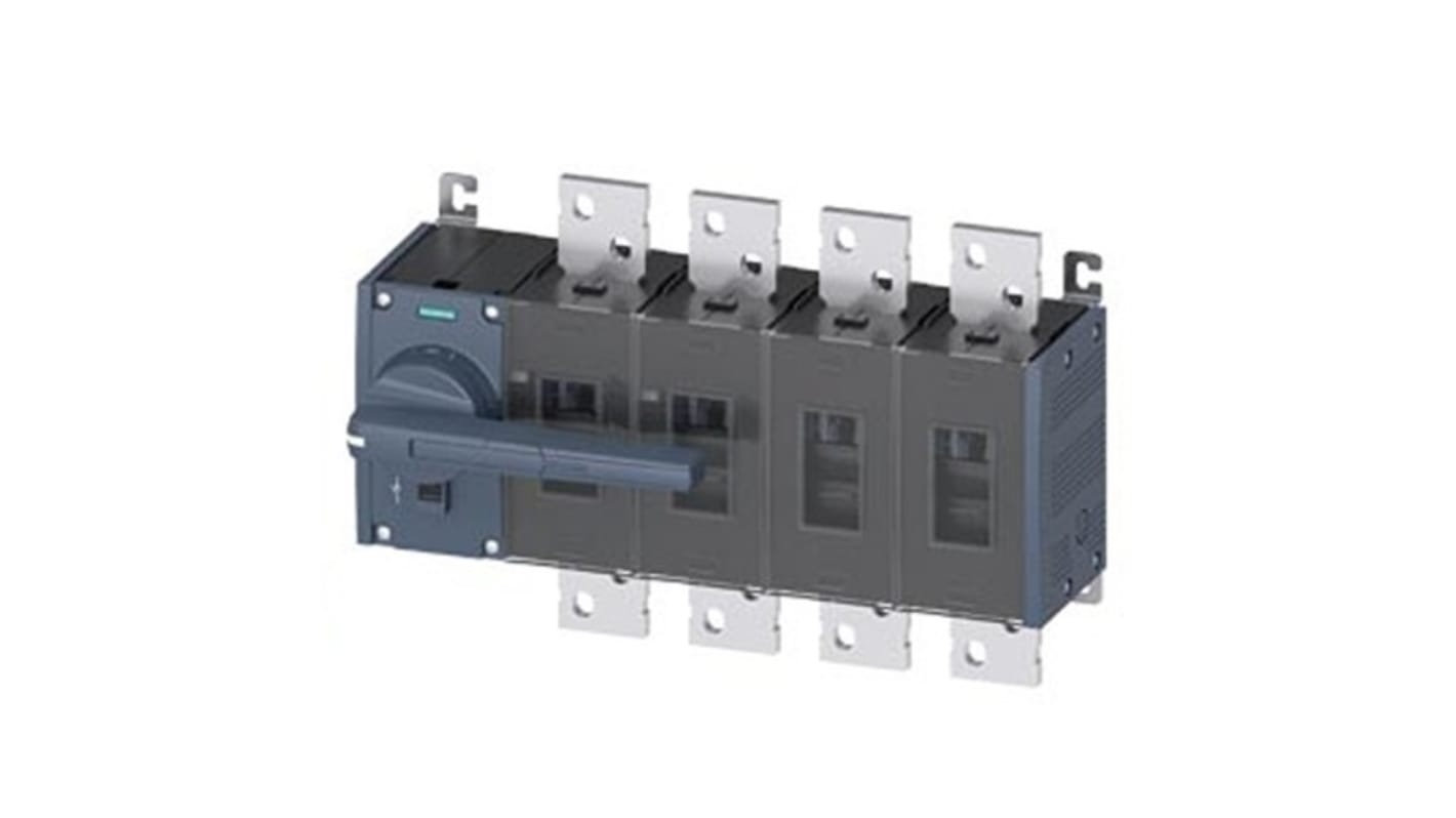 Sezionatore interruttore Siemens 4 poli, tipo fisso, corrente massima 1250A, protezione IP20, azionamento frontale a sinistra.