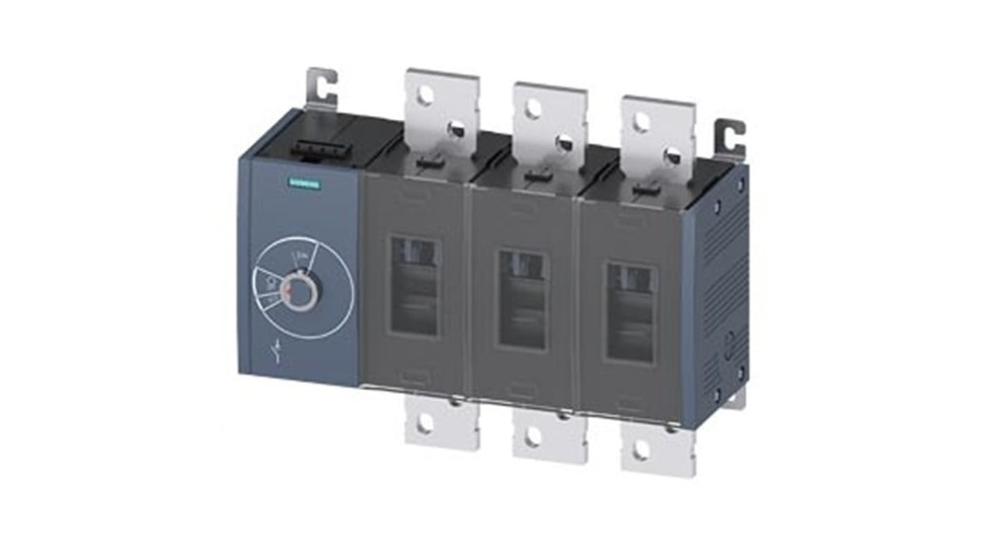Sezionatore interruttore fisso Siemens 3KD5434-0RE10-0, 3 poli, corrente 1600A, protezione IP20, azionamento laterale sinistro.