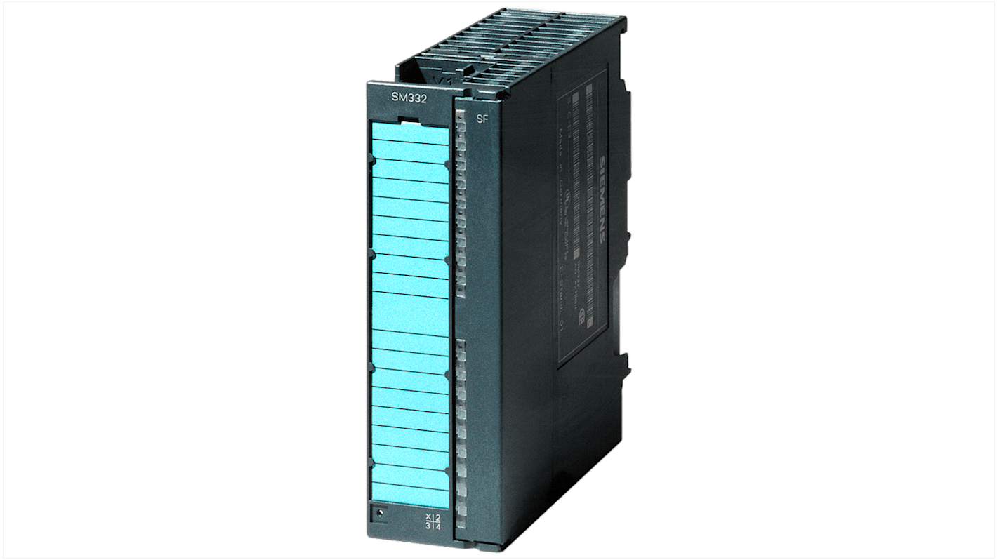 Modulo di distribuzione di potenza Siemens 6AG1332-8TF01-2AB0, 8 uscite analogiche, 24V, dimensioni 125 x 40 x 117 mm.