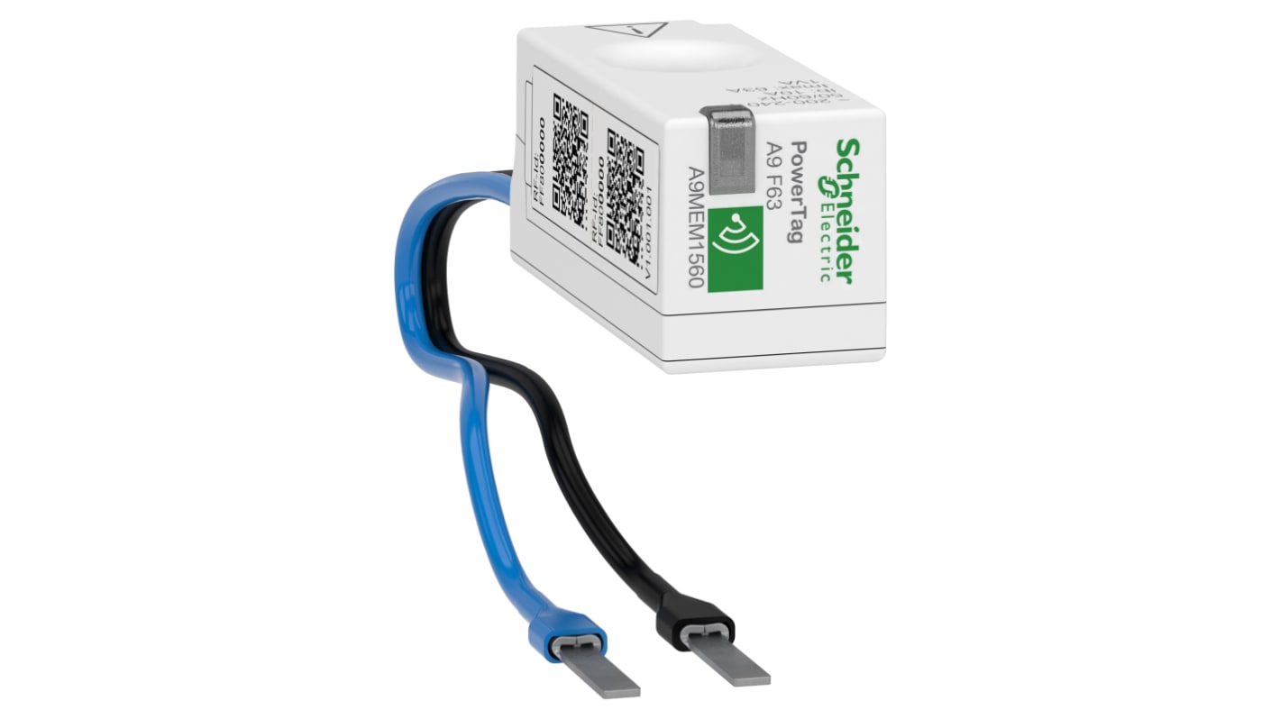Sensore di energia Power Tag wireless Schneider Electric A9MEM1560. Monitoraggio preciso di energia attiva, corrente e tensione. Conforme RoHS.