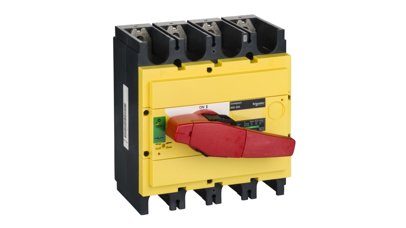 Sezionatore interruttore fisso 4 poli Schneider Electric 31129, corrente massima 320A, potenza nominale 250kW, conforme RoHS.