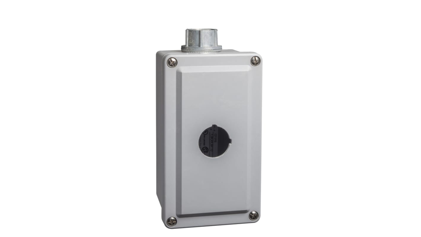 Stazione di controllo vuota Schneider Electric 9001TY1, contenitore grigio in alluminio, foro da 30 mm, conforme RoHS.