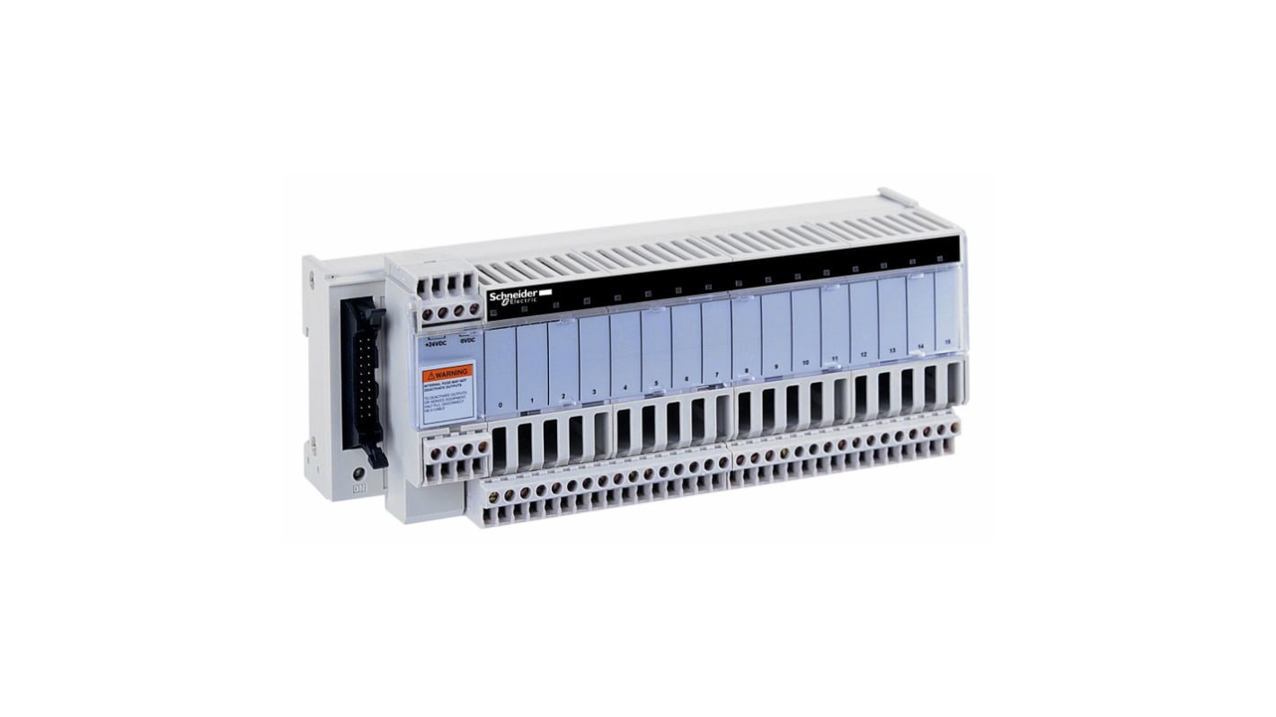 Morsettiera Schneider Electric ABE7R08S210 per PLC, sub-base relè elettromeccanico 24V c.c. Senza mercurio, conforme RoHS.