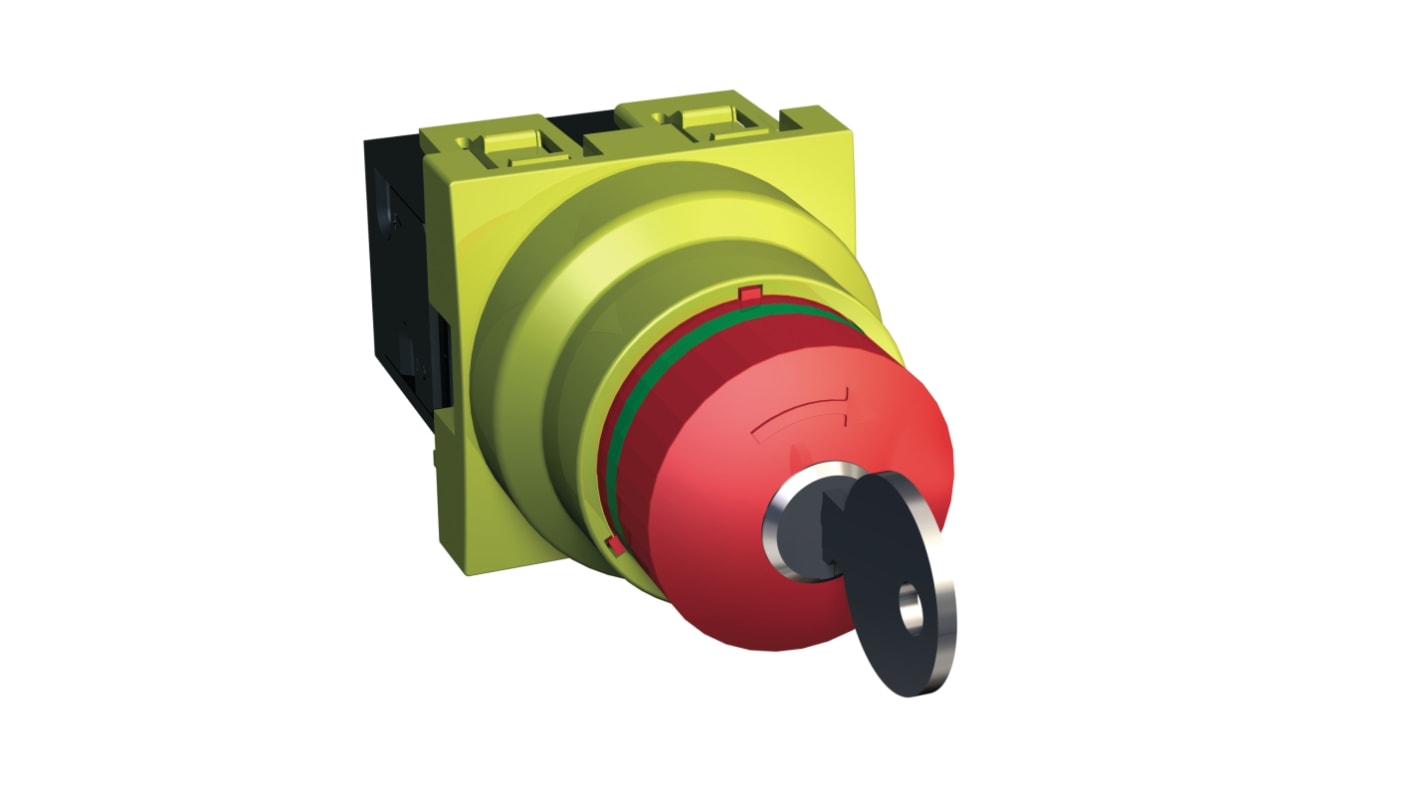 Pulsante di arresto di emergenza Schneider Electric Altira, montaggio superficiale, illuminato, grado di protezione IP44.