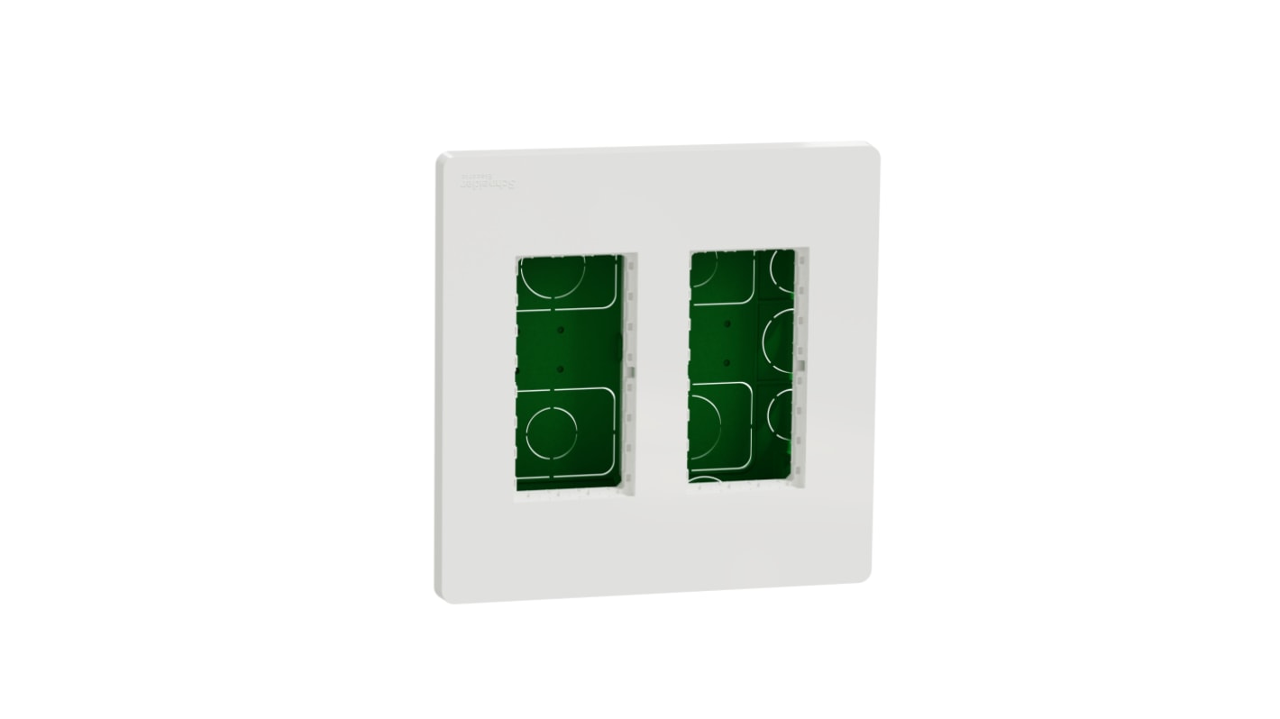 Contenitore stazione di controllo Schneider Electric NU172418, montaggio verticale, 2 x 4 moduli, colore bianco, materiale ABS.
