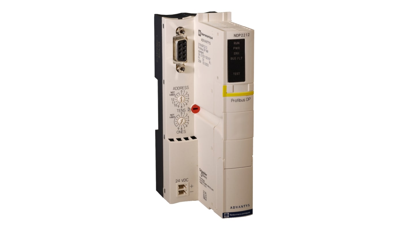 Modulo I/O Schneider Electric STBNFP2212, interfaccia per PLC, 24 V c.c., IP20, supporta fino a 32 moduli I/O.