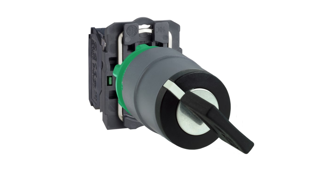 Selettore a chiave modulare Schneider Electric XB5AG61C0, 2 posizioni, diametro foro 22mm, protezione IP66/IP67, resistente a polvere e umidità.