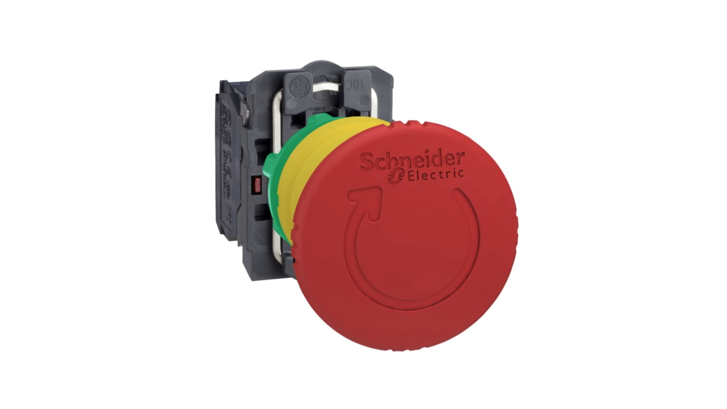 Pulsante di arresto di emergenza Schneider Electric Harmony XB5, attuatore rosso 40 mm, montaggio a pannello, IP66.