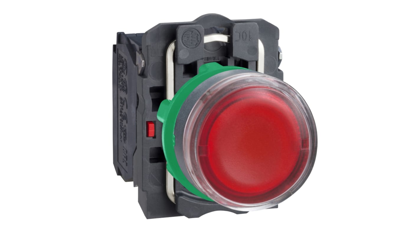 Pulsante luminoso Schneider Electric XB5AW3445, rotondo, 1NO + 1NC, diametro 22mm, colore rosso, tensione 240V, protezione IP66/IP67/IP69.