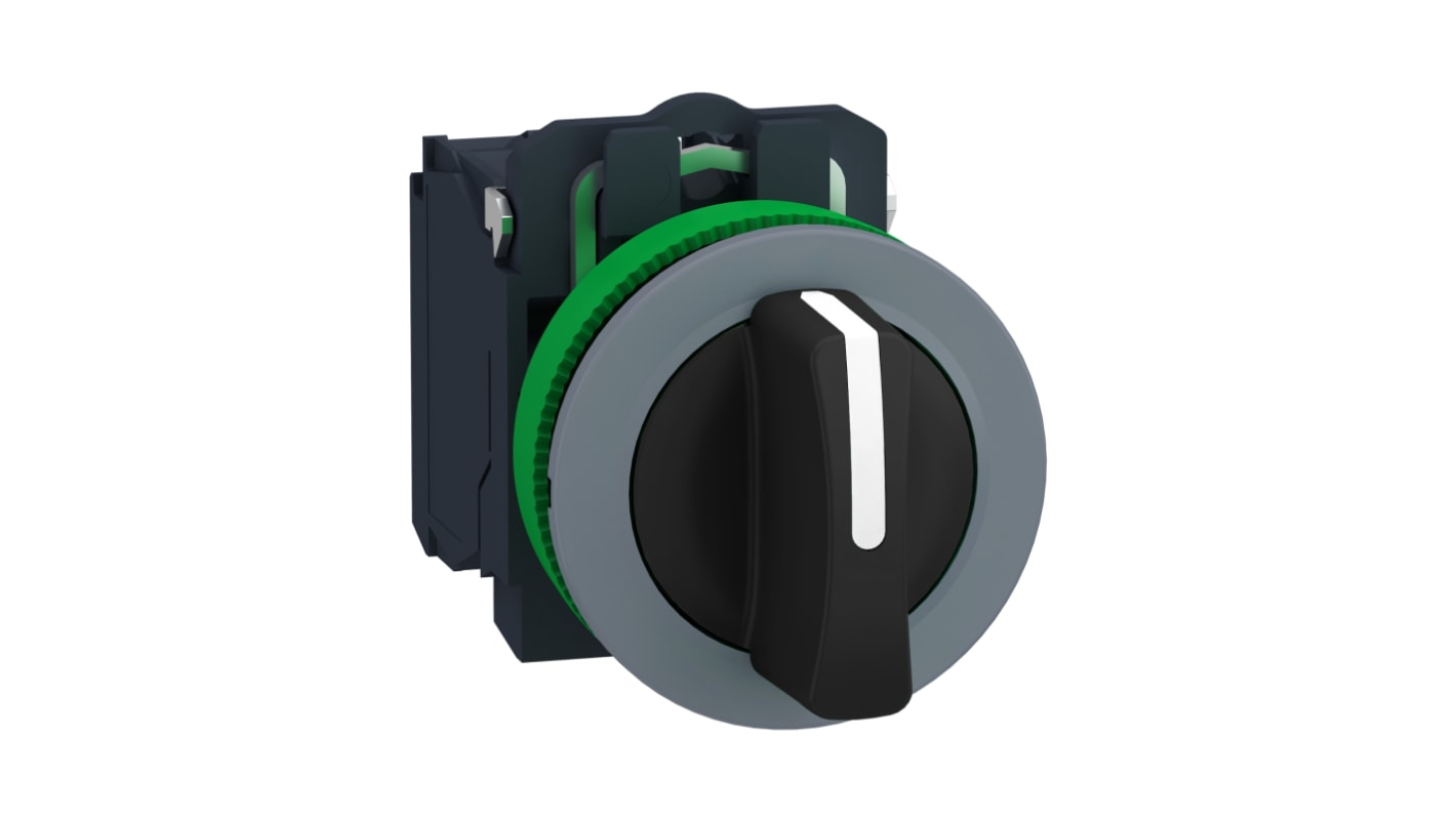 Selettore a 3 posizioni Schneider Electric XB5FD53C0, montaggio a filo, diametro foro 30.5 mm, grado di protezione IP66/IP67.