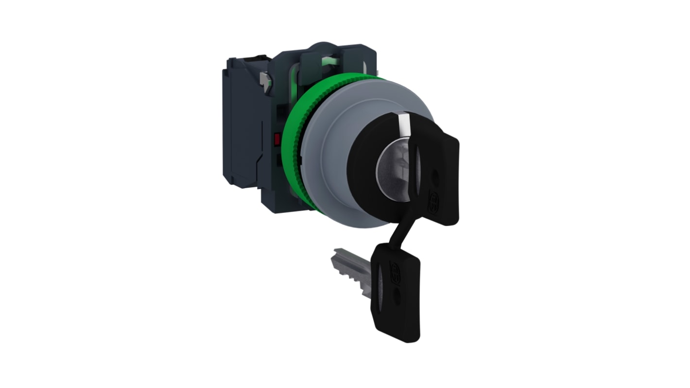 Selettore a 3 posizioni Schneider Electric XB5FG33C0, diametro foro 30mm, protezione IP66/IP67, design a montaggio a filo.