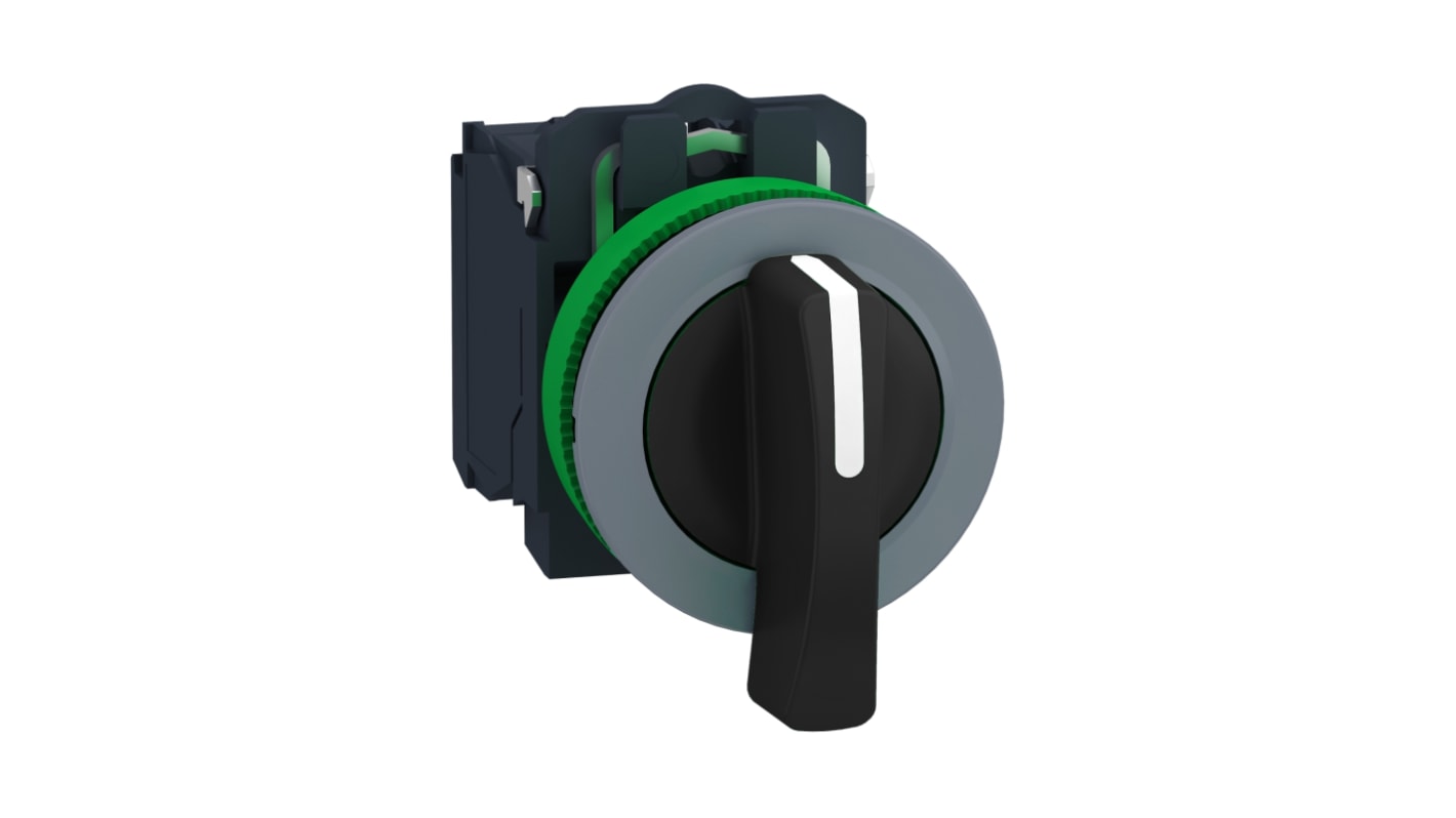 Selettore a 2 posizioni Schneider Electric XB5FJ21C0, montaggio a filo, cornice grigia, diametro foro 30.5 mm, grado di protezione IP66/IP67.