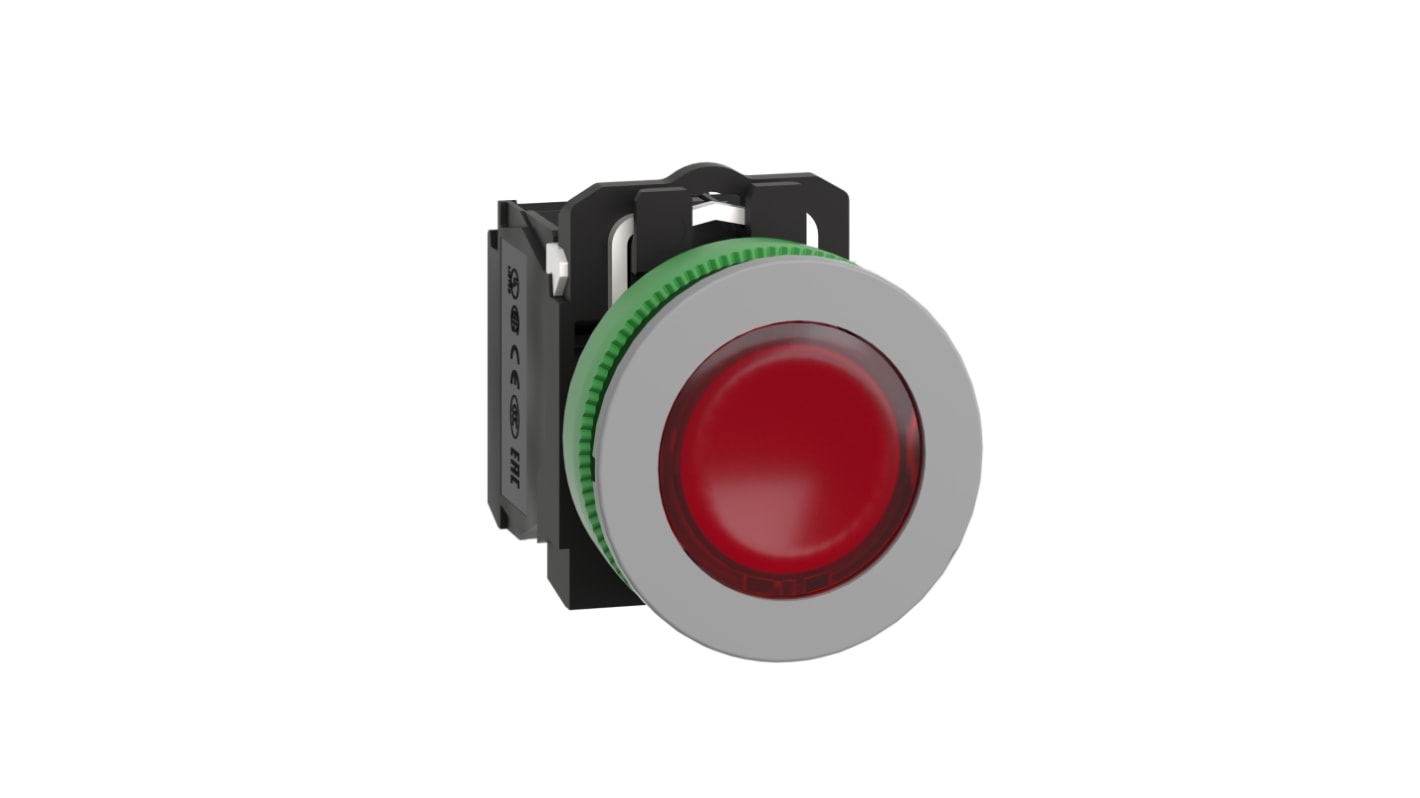 Pulsante SPDT luminoso Schneider Electric, montaggio a pannello, diametro 30.5 mm, colore rosso, tensione 24V, IP66/IP67.