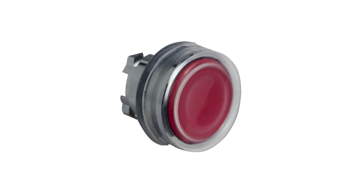 Attuatore pulsante Schneider Electric ZB4BPA4, testa rossa, diametro foro 22mm, protezione IP66/IP67, resistente a polvere e vibrazioni.