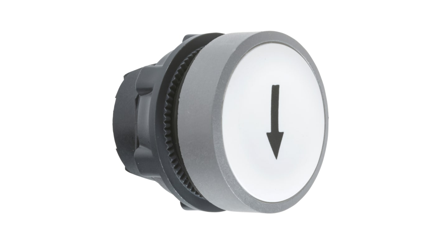 Attuatore pulsante rotondo bianco Schneider Electric, serie Harmony XB5, diametro foro 22 mm, grado di protezione IP66/IP67.