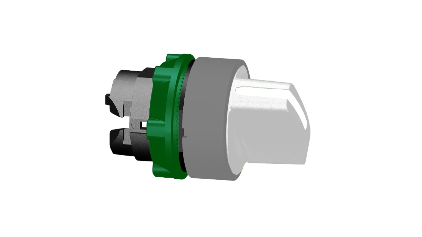 Selettore Schneider Electric ZB5AD201C0, 2 posizioni, diametro 22 mm, maniglia bianca, cornice grigia, IP67.