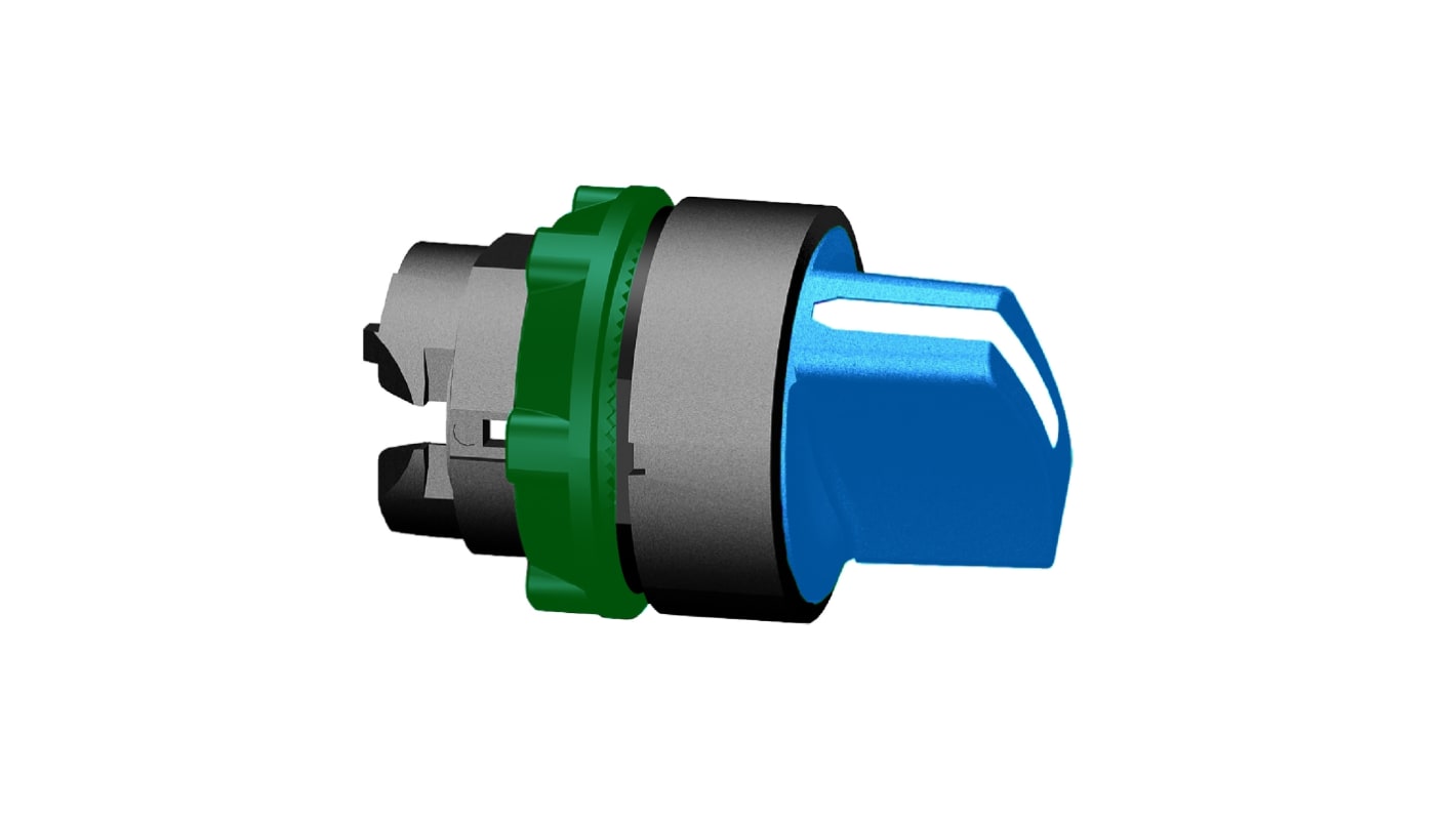 Selettore Harmony XB5 Schneider Electric, 2 posizioni, blu, diametro 22 mm, meccanismo di permanenza, grado di protezione IP69K.