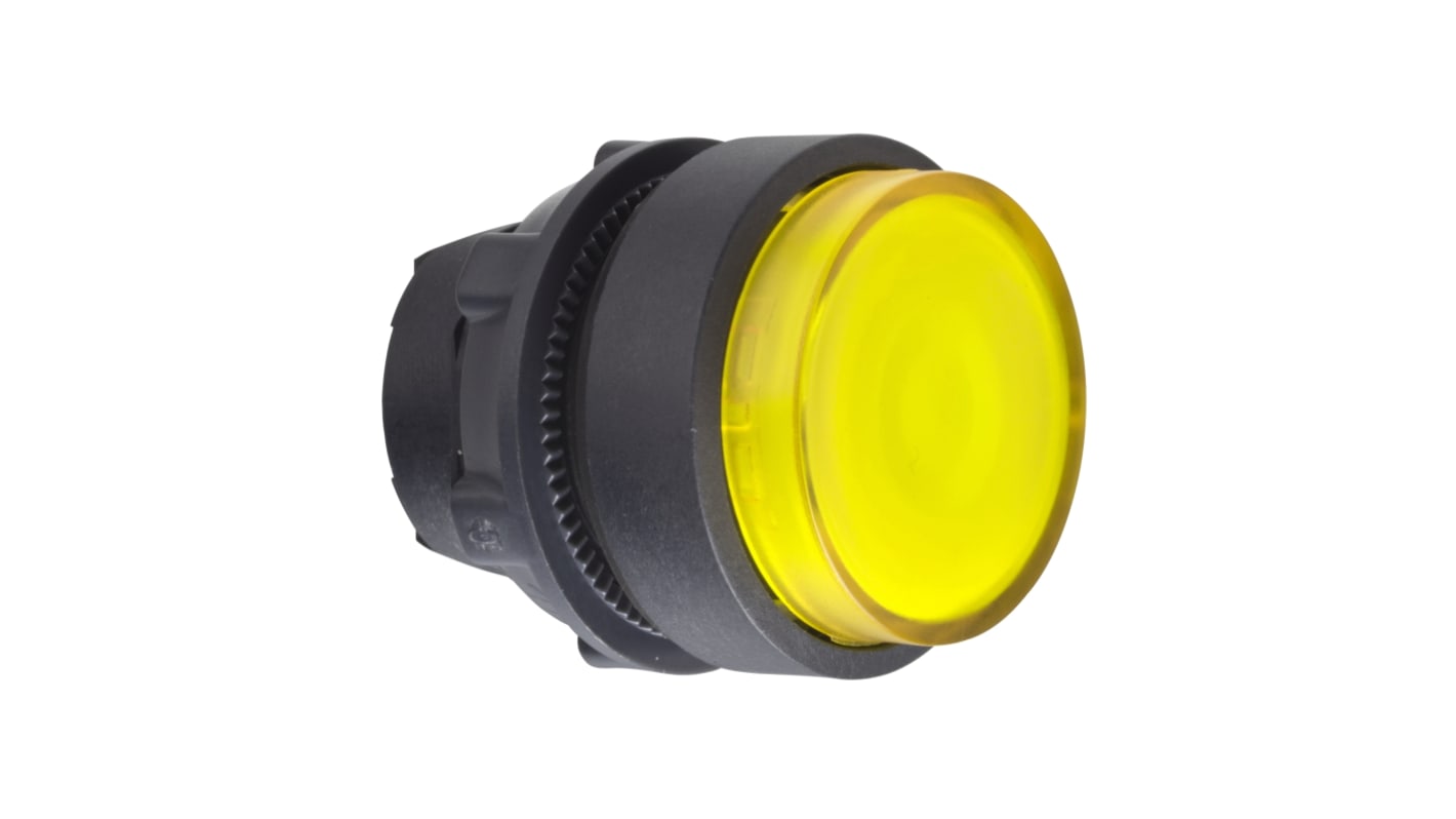 Attuatore pulsante Push Push Schneider Electric, testa gialla illuminata, diametro foro 22mm, protezione IP66/IP69, montaggio a innesto.