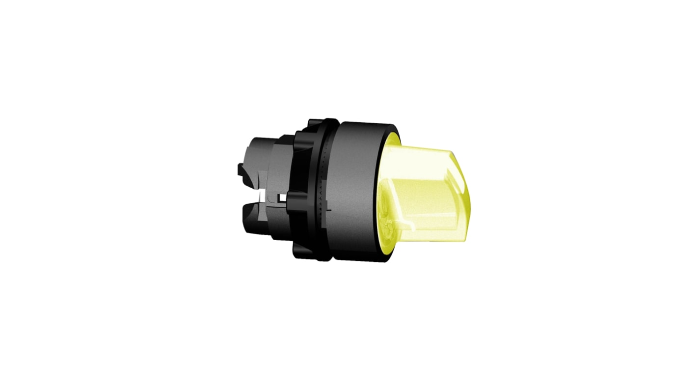 Selettore Harmony XB5 di Schneider Electric, testa illuminata arancione, 2 posizioni, diametro foro 22mm, resistente a urti e vibrazioni.
