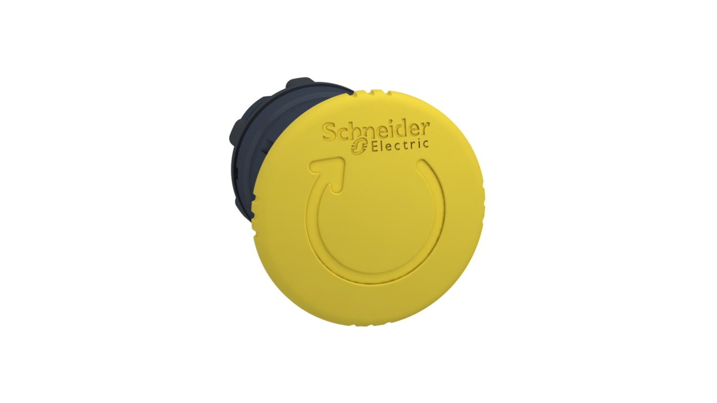 Attuatore pulsante giallo a fungo Schneider Electric ZB5AS55, diametro 40 mm, serie Harmony XB5, grado di protezione IP66/IP67/IP69.