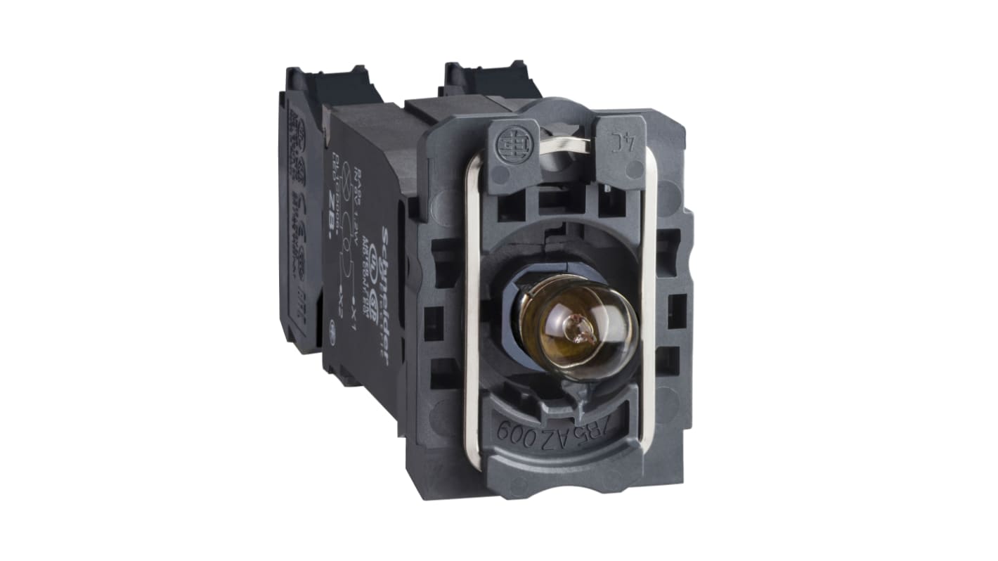 Blocco contatti luminoso Schneider Electric ZB5AW035, 1 NO + 1 NC, LED protetto, tensione 120V, assemblaggio completo.