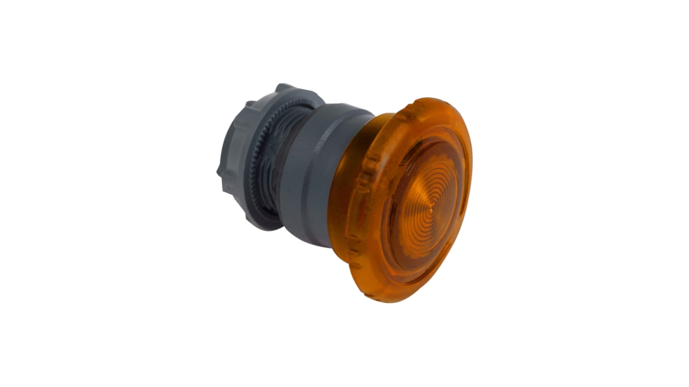 Pulsante a fungo luminoso Schneider Electric ZB5AW753, diametro 40 mm, arancione, attuazione ad aggancio, IP66/IP69.
