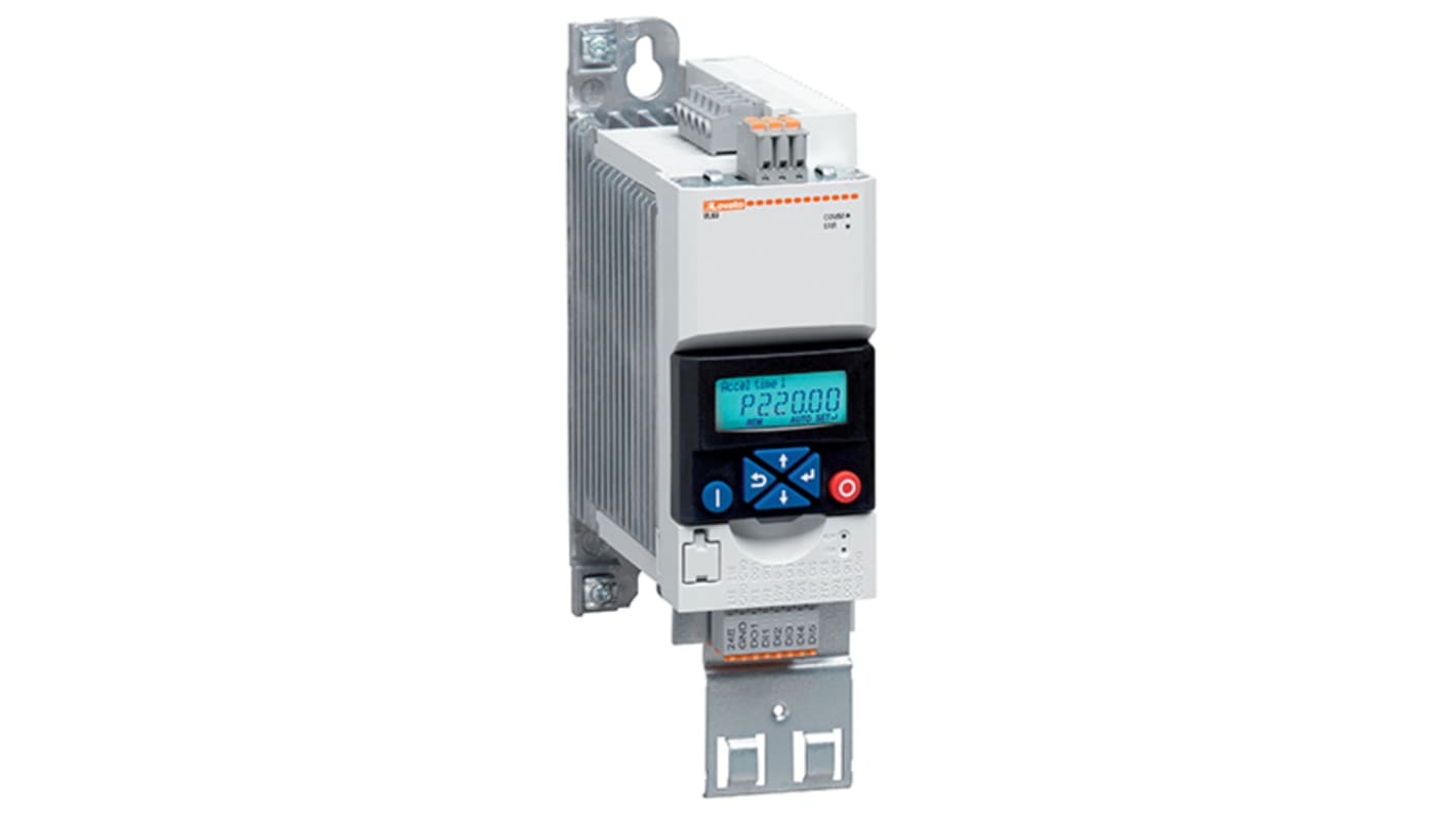 Avviatore a velocità variabile Lovato VLB30007A480, potenza 0,75 kW, alimentazione trifase 400-480 V, corrente 2,4 A.