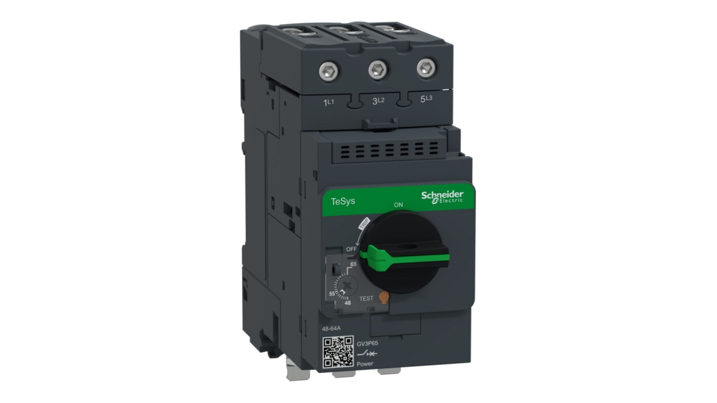 Controllore motore Schneider Electric GV3P651, 230 V, 65 A, per protezione motore, tecnologia senza mercurio.