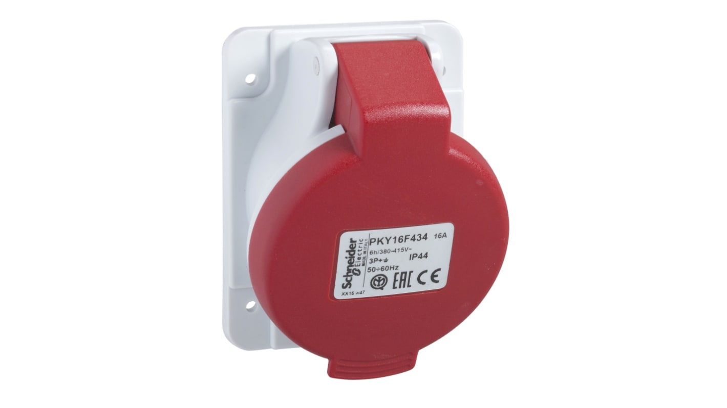 Connettore femmina industriale Schneider Electric Pratika PKY32F435 per montaggio a pannello, 32A, 3P + N + E. Prodotto Green Premium conforme RoHS.