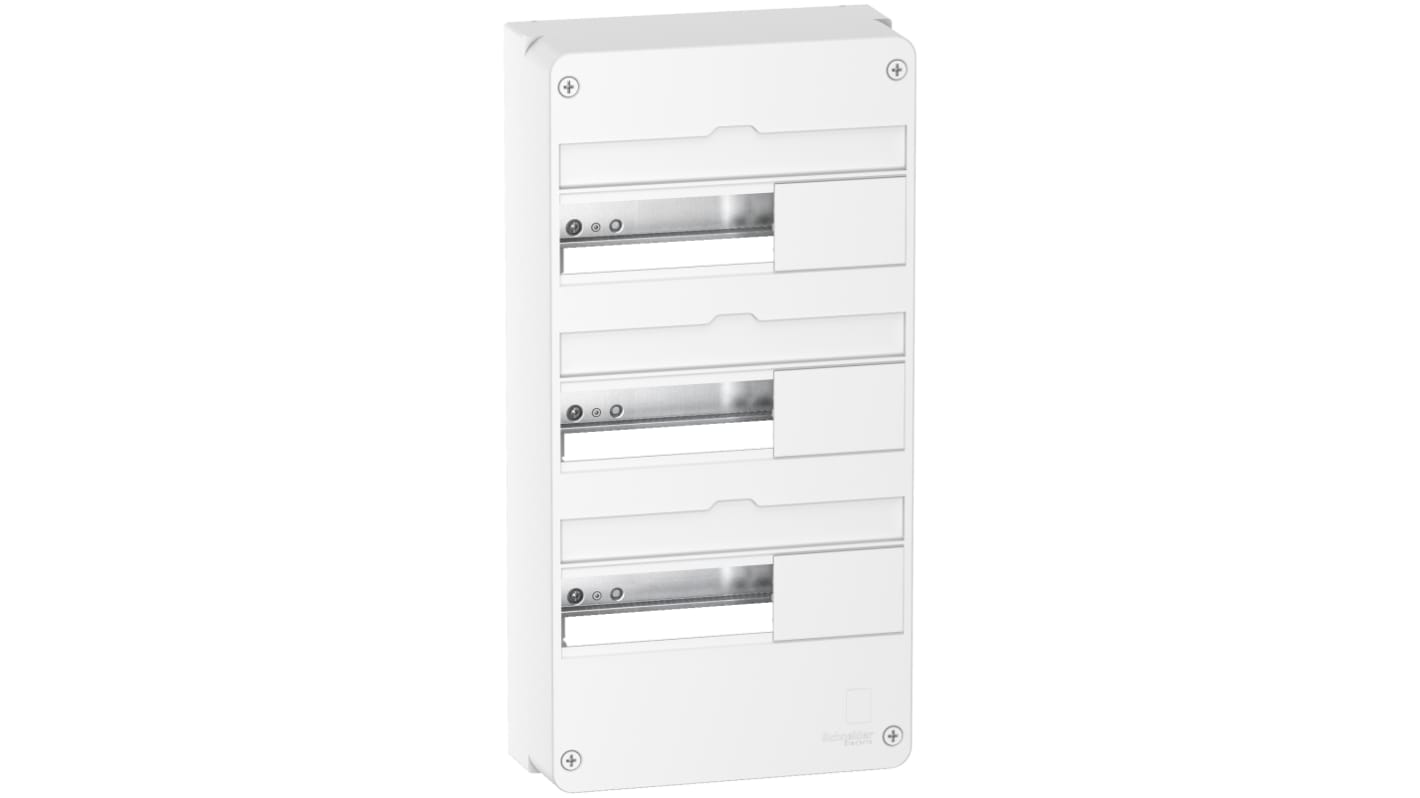 Scheda di distribuzione bifase Schneider Electric R9H13403, corrente massima 90 A, con interruttore differenziale e protezione sovracorrente.