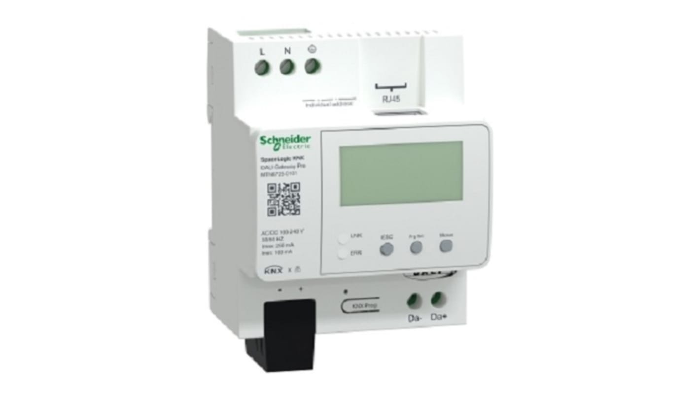 Gateway Ethernet Schneider Electric MTN6725-0101, progettato per distribuzione, alimentazione 100-240 V, conforme RoHS.
